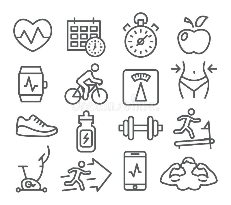Fitness and Gym line icons