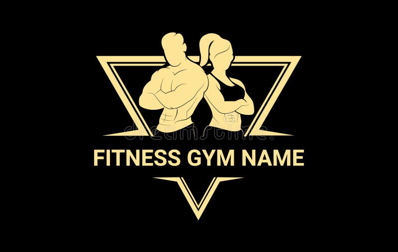 Fitness Gym Logo with Golden Look, Golden Gym Logo, Man and Woman ...