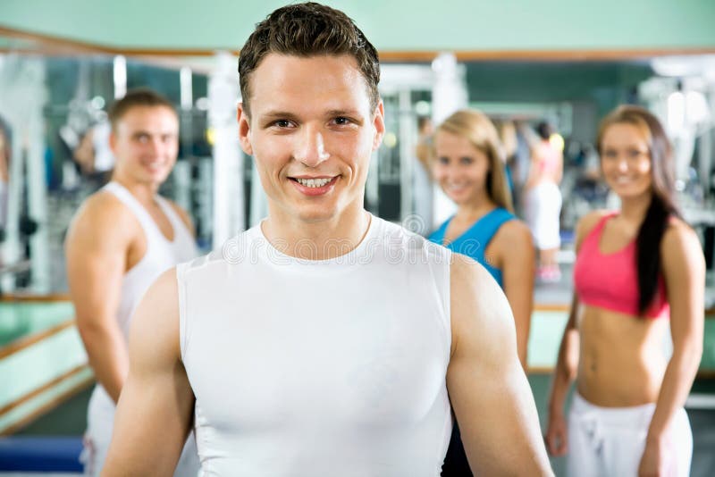 Fitness Instructor with Gym People Stock Image Image of equipment