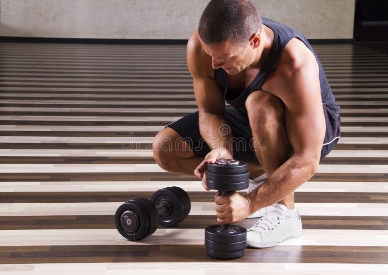 Fitness instructor setting up