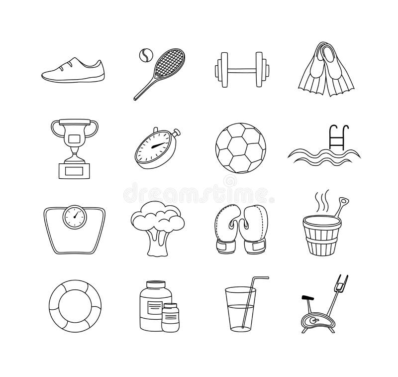 Fitness line icons. Sport and training icon set. Vector illustration. royalty free illustration Fitness line icons. Sport and training icon set. Vector illustration. royalty free illustration
