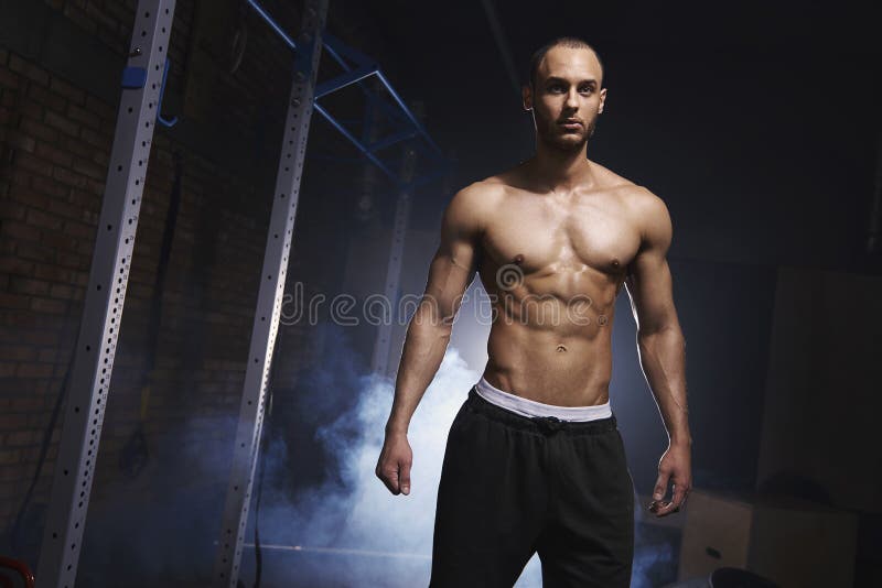 Strong Athletic Man Fitness Model Torso Stock Photo 