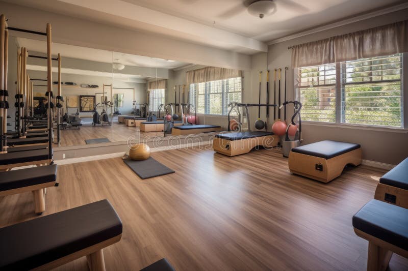 Fitness Studio, with Variety of Exercise Equipment and Classes for All Different Levels Stock