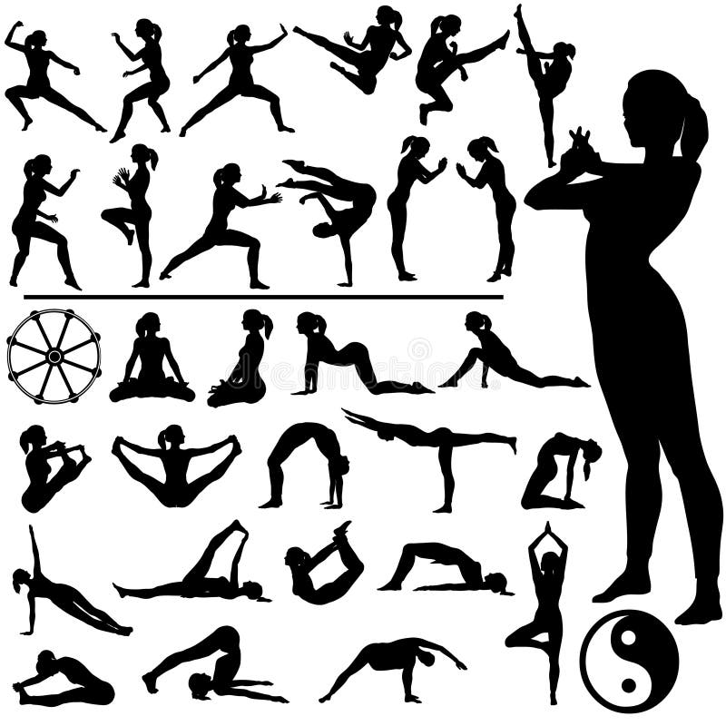fitness sztuki wojny fizycznej kobiet jogi ilustracja wektor fitness sztuki wojny fizycznej kobiet jogi ilustracja wektor