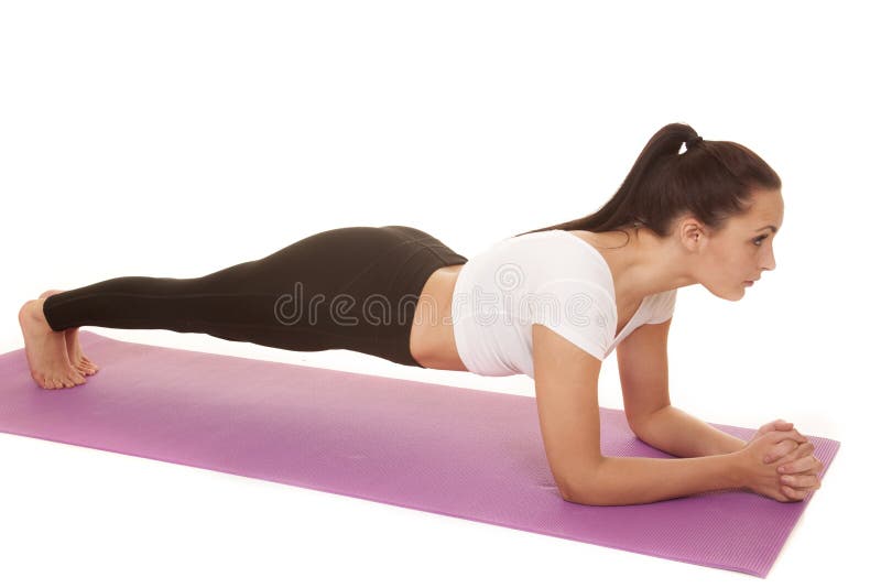 Fitness white top low plank