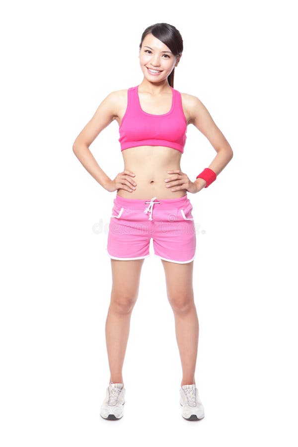 Fitness Woman Smile Put Hands on Waist Stock Photo - Image of jogging ...