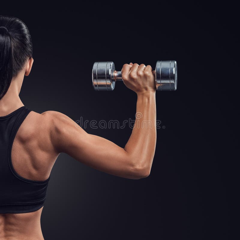 Strong Fitness Woman Showing Back Biceps Muscles Stock Photo - Image of  exercising, bodybuilding: 29720486