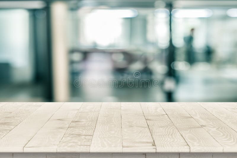 Fitted wooden worktop surface stock image