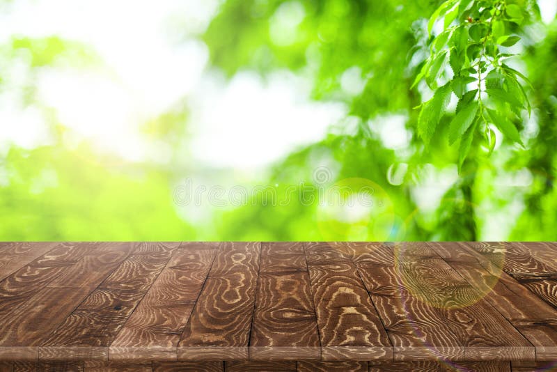 Fitted wooden worktop surface stock image