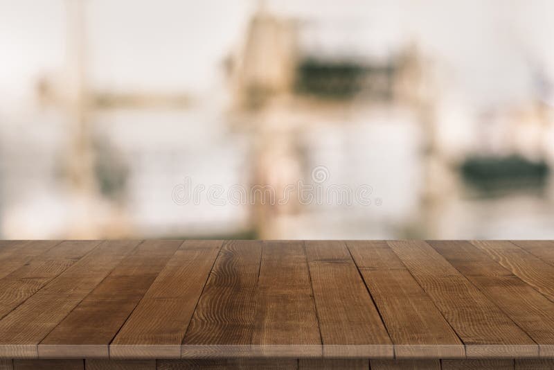 Fitted wooden worktop surface stock image