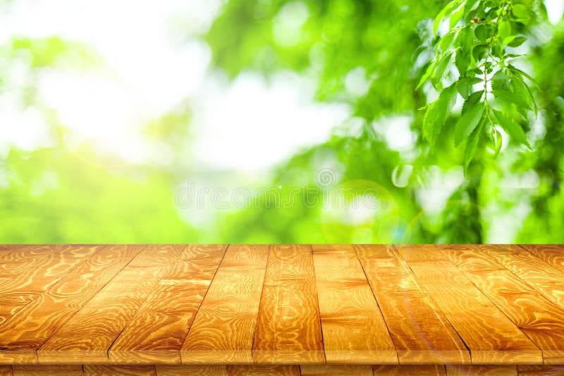 Fitted wooden worktop surface stock photo