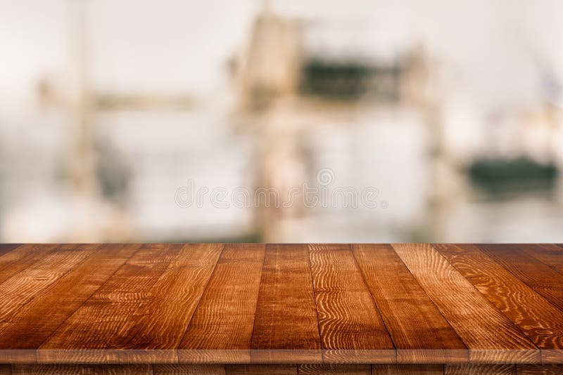 Fitted wooden worktop surface stock photo