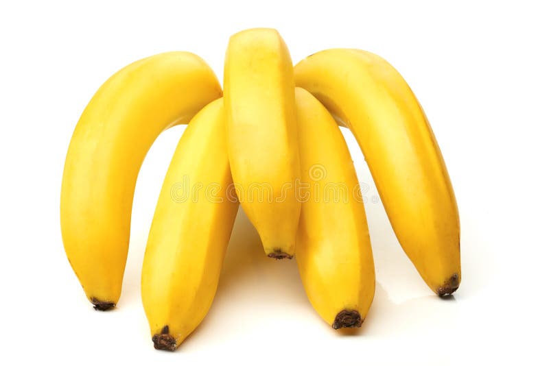 Five Bananas Isolated on White Stock Photo Image of color, vibrant