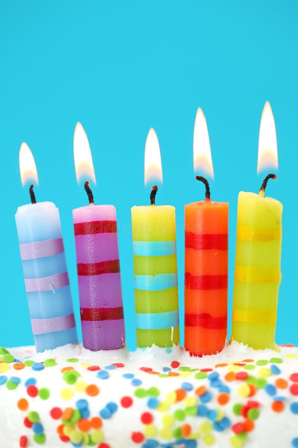 Five birthday candles stock image. Image of yellow, bright 9579253