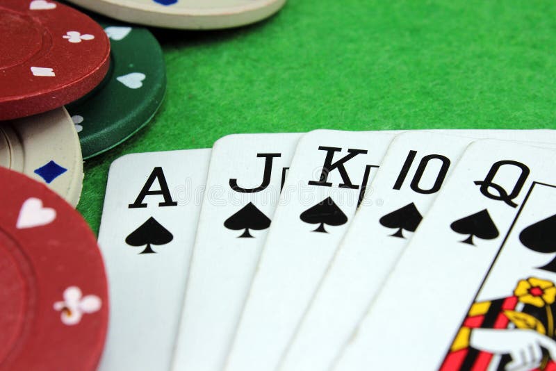 Five cards of the suit spades royalty free stock image