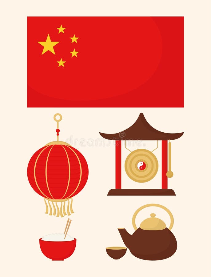 Five chinese items stock vector. Illustration of chinese 238746895