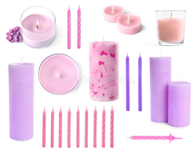 Five Color Wax Candles on White Stock Photo Image of aromatic, burn