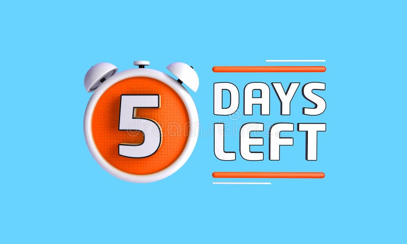 Five Days Left Left Days Countdown Banner In 3d Sales Time Count