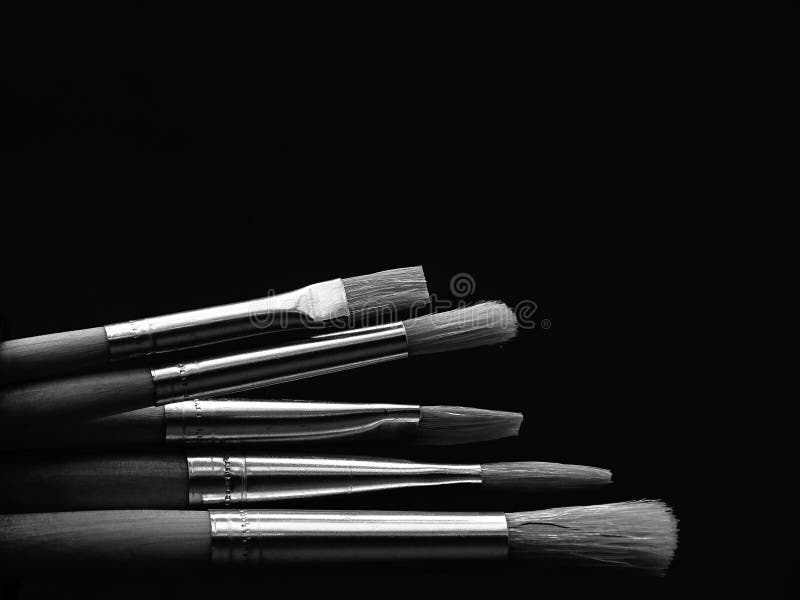 Black and White Brushes for Painters Stock Image Image of colors
