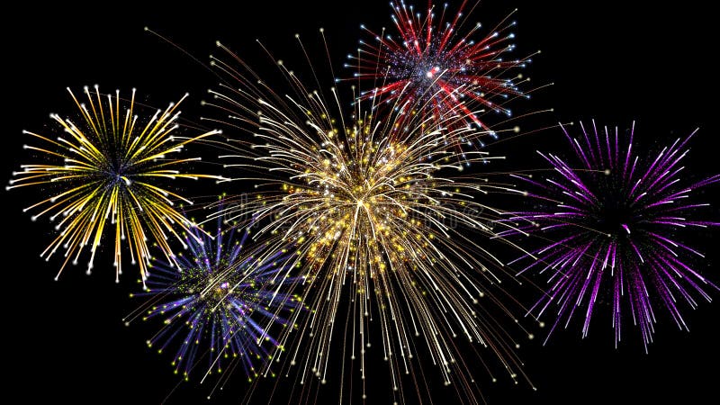 Five fireworks explosion at night stock images Five fireworks explosion at night stock images