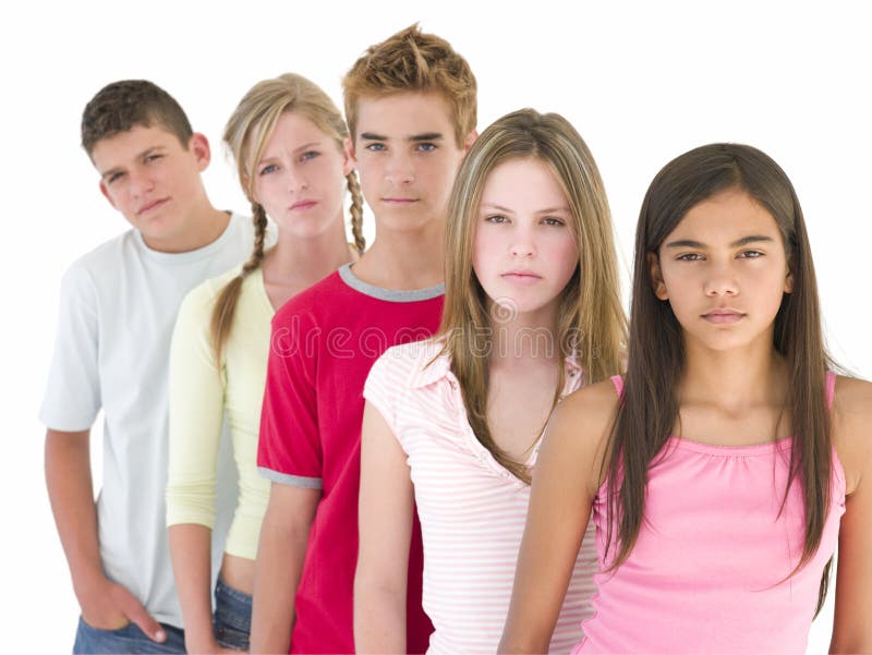 Five friends in a row stock images Five friends in a row stock images