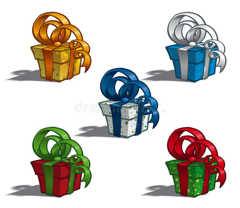 Five Gift Boxes stock vector. Illustration of season - 46795536