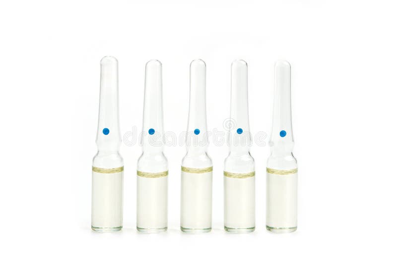 Five Glass Perfume Bottles on White Background Stock Image Image of