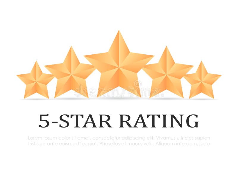 Five gold star rating vector icon royalty free illustration