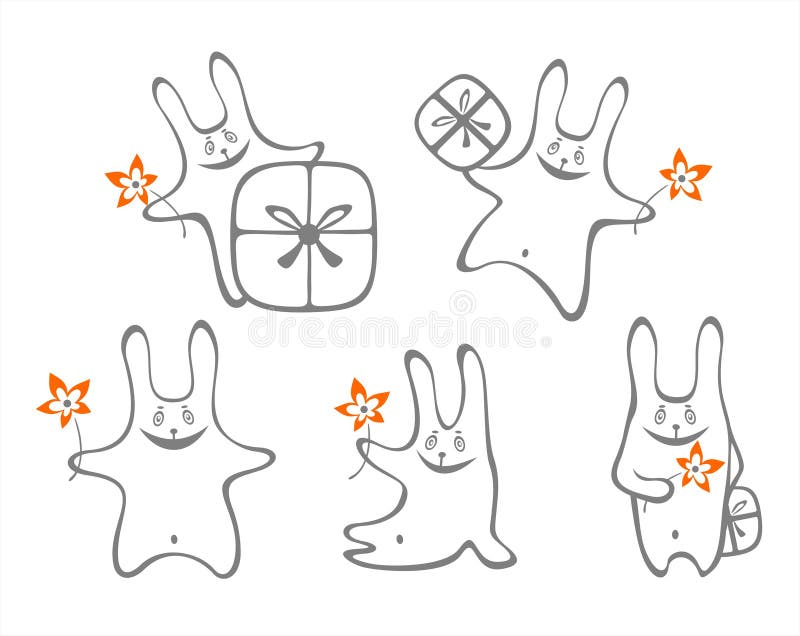 Five happy rabbits