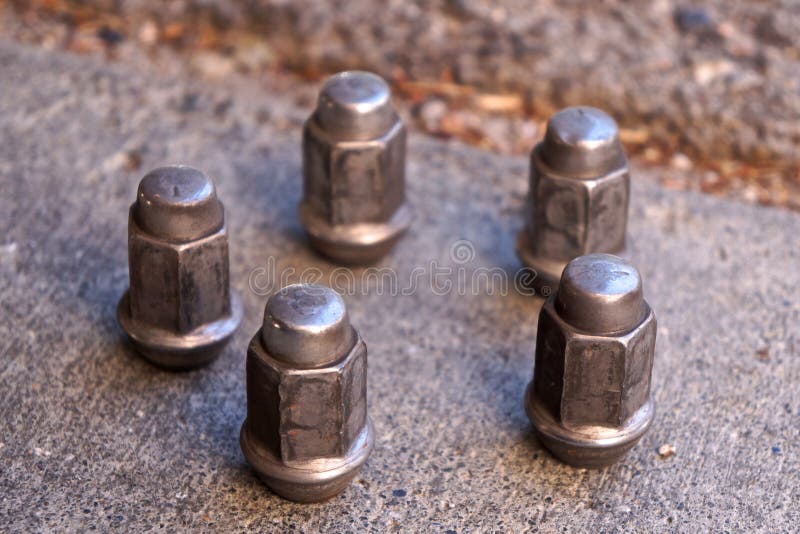 Five Lug Nuts for Automobile