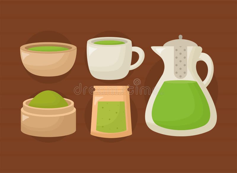 Five matcha icons stock vector. Illustration of design 244448472
