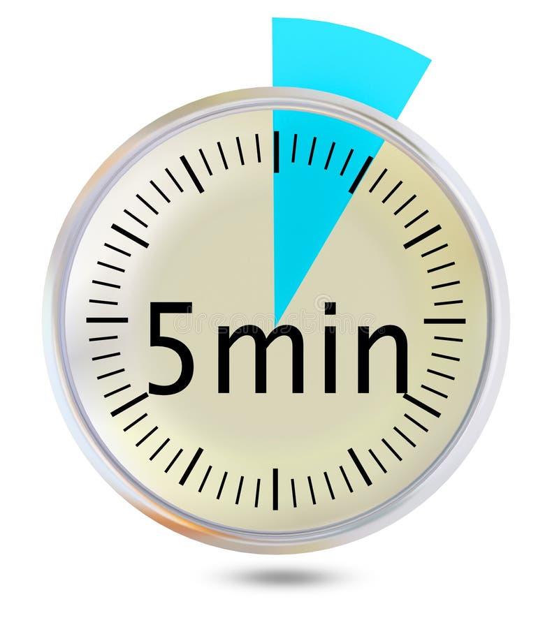 5 Minute Min Clock Isolated Background - 3d Rendering Stock