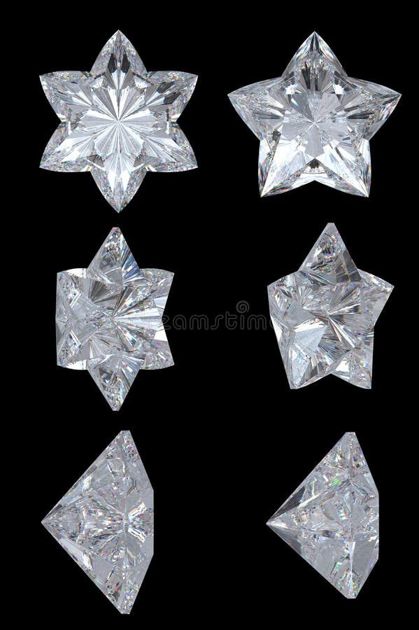 Five pointed, six point diamond stars