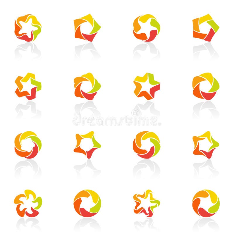 Five-pointed stars. Vector logo template set.
