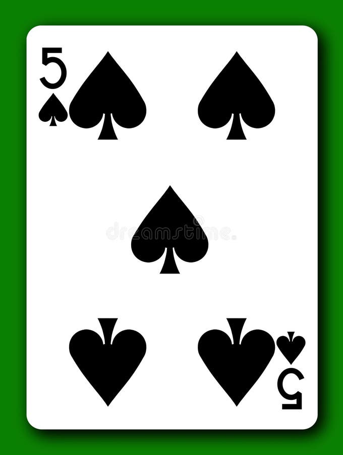 5 Five of Spades playing card with clipping path 3d illustration royalty free stock photography