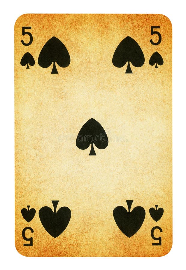 Five of Spades Vintage playing card - isolated on white vector illustration