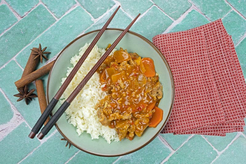 Five Spice Pork and Basmati Rice Stock Photo Image of clove