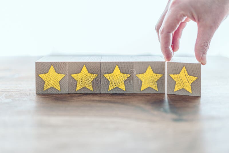 Five Star Quality Service Rating on Wooden Blocks Stock Image Image