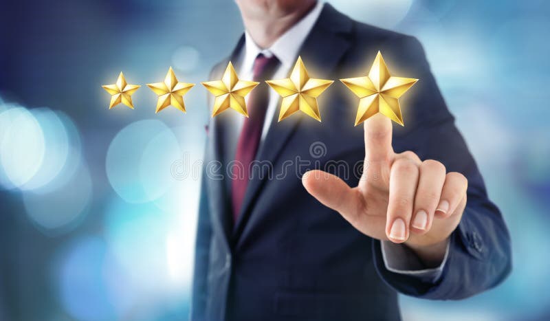 Five Stars Rating - Satisfaction Feedback - Businessman