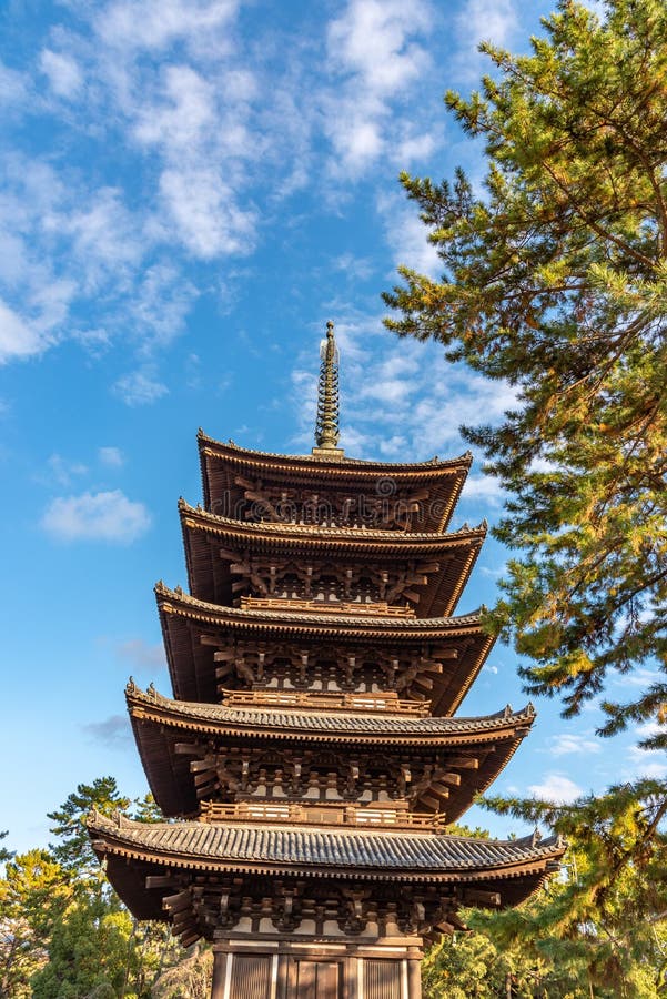 Five-storied Pagoda Inside the Kofuku-ji Buddhist Temple Stock Image
