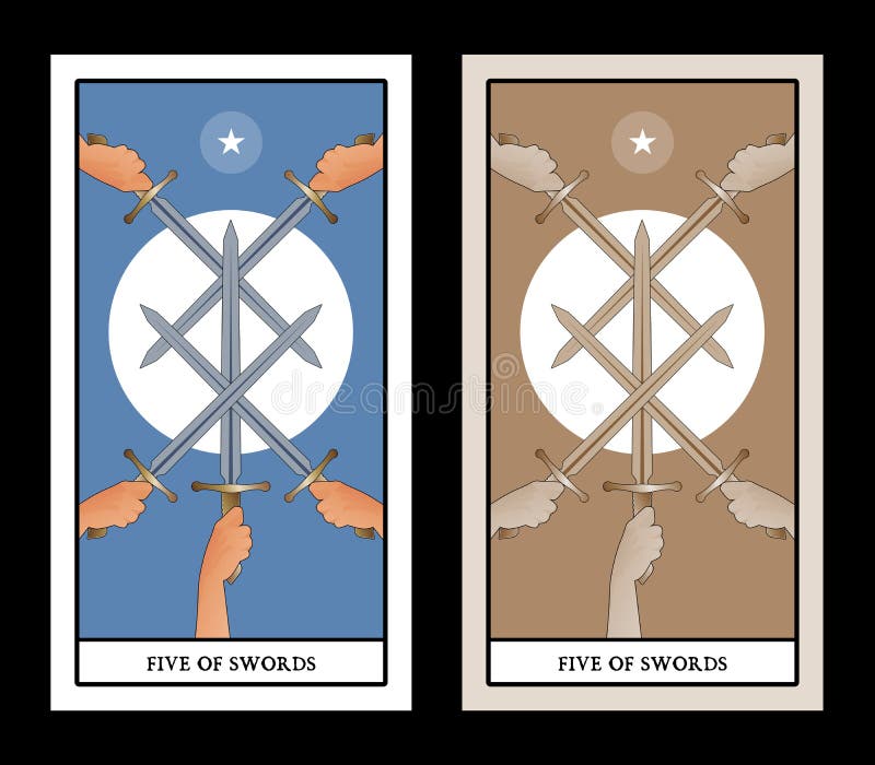Five of Swords. Crossing Five Swords on a Symbolic Image of the Sun Stock  Vector - Illustration of fight, mysticism: 155576681