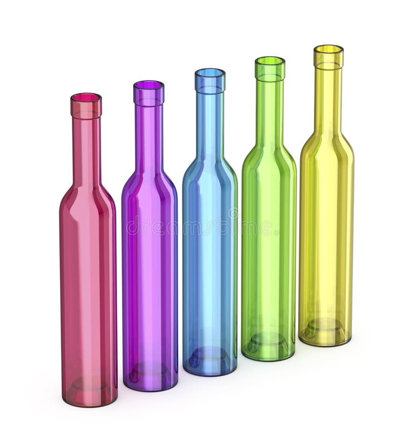 Five Tall Empty Glass Bottles Stock Image Illustration of drink