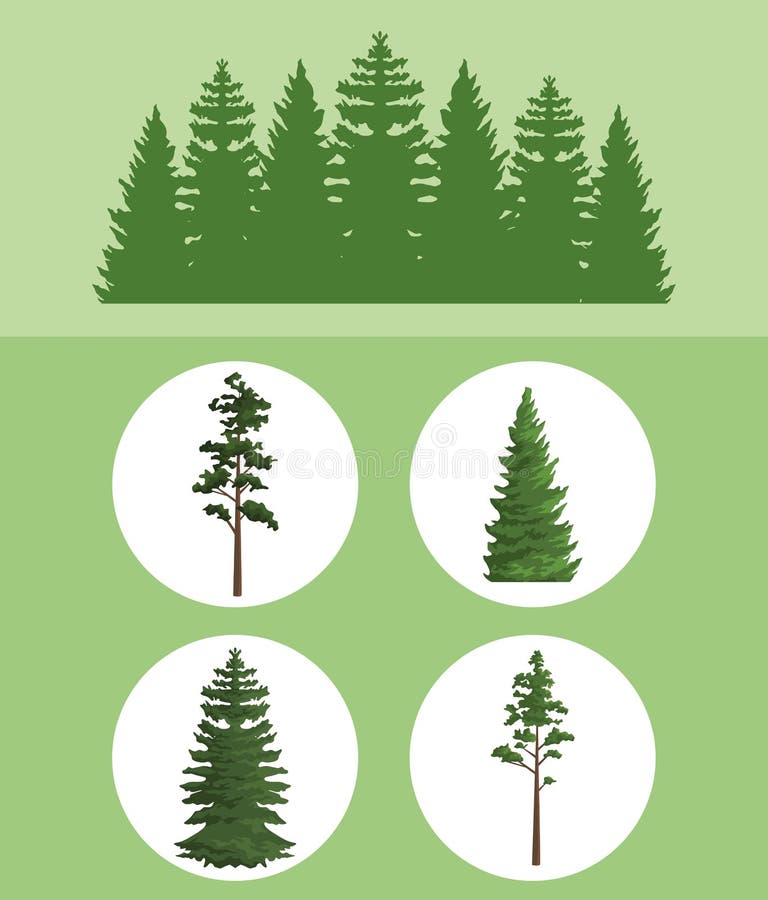 Five trees nature stock illustration