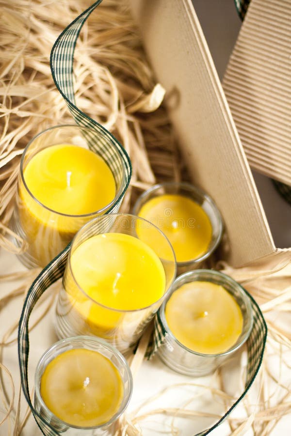 Five yellow candles