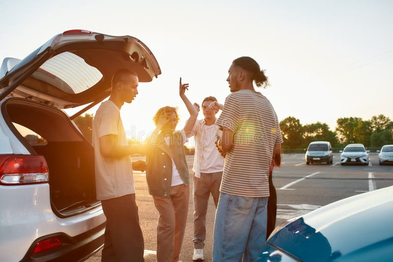 dancing outside the car