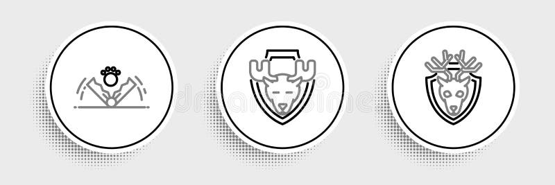 Fixați capul căprioarei cu coarne de cerb la vânătoarea de capcane și la pictograma pentru elan. vector royalty free illustration