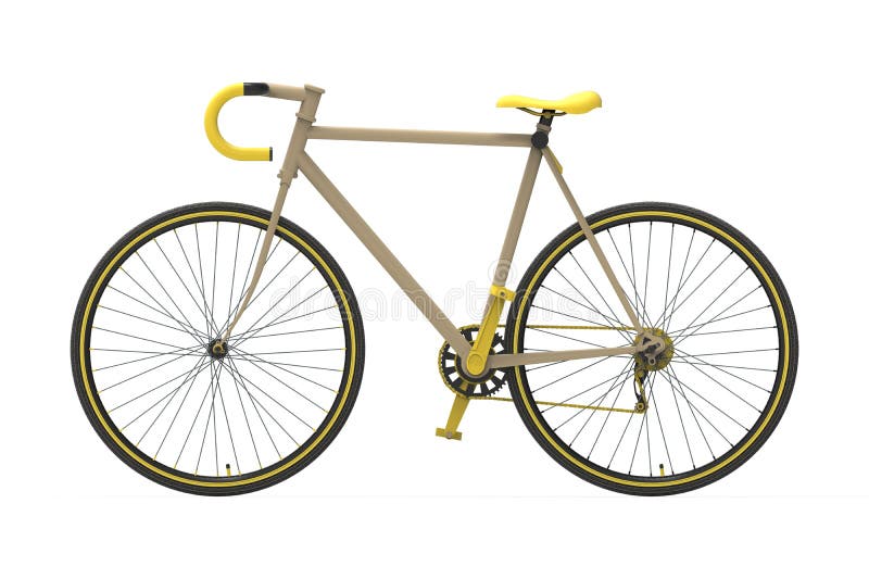 Fixed Gear City Bicycle Yellow Stock Illustration Illustration of