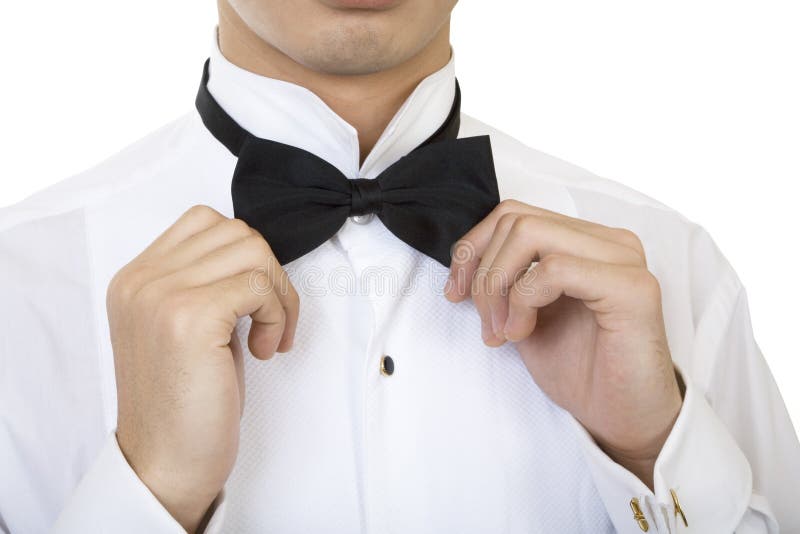 Fixing a bow tie stock image. Image of white, grooming - 1002471