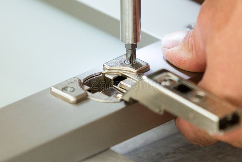 Adjusting Fixing Door Hinge Stock Photo Image of carpenter
