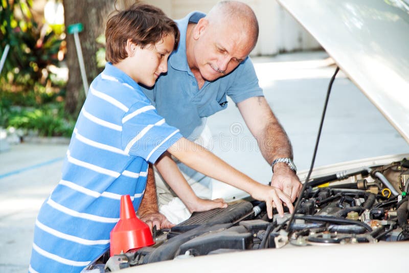 Fixing The Car Stock Image Image Of Father Bonding